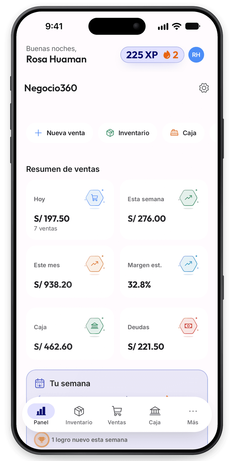 Tu negocio de un vistazo: Ventas, caja y deudas en tiempo real.