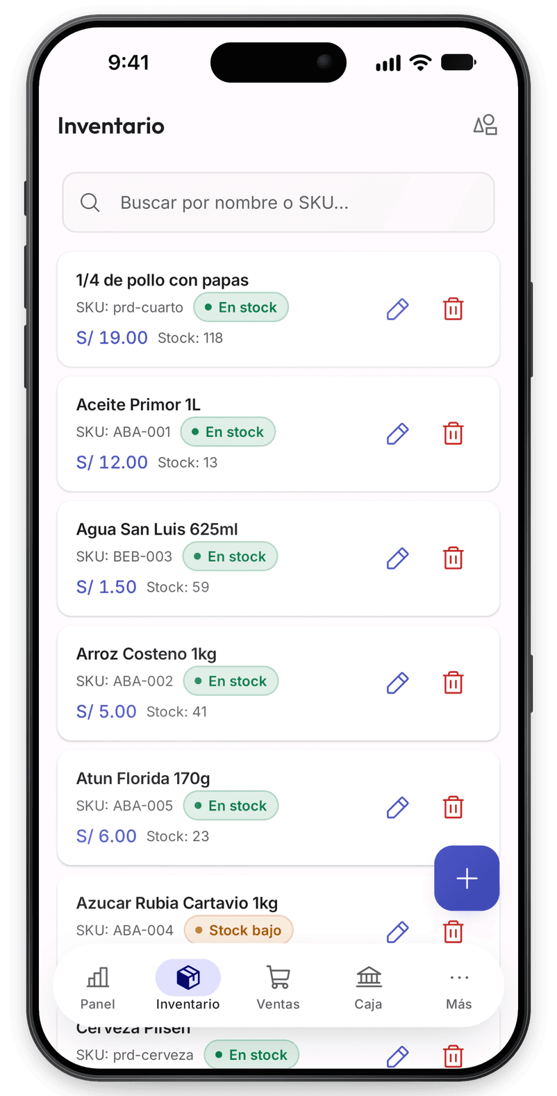 Controla tu inventario: Stock, precios y alertas de faltantes.